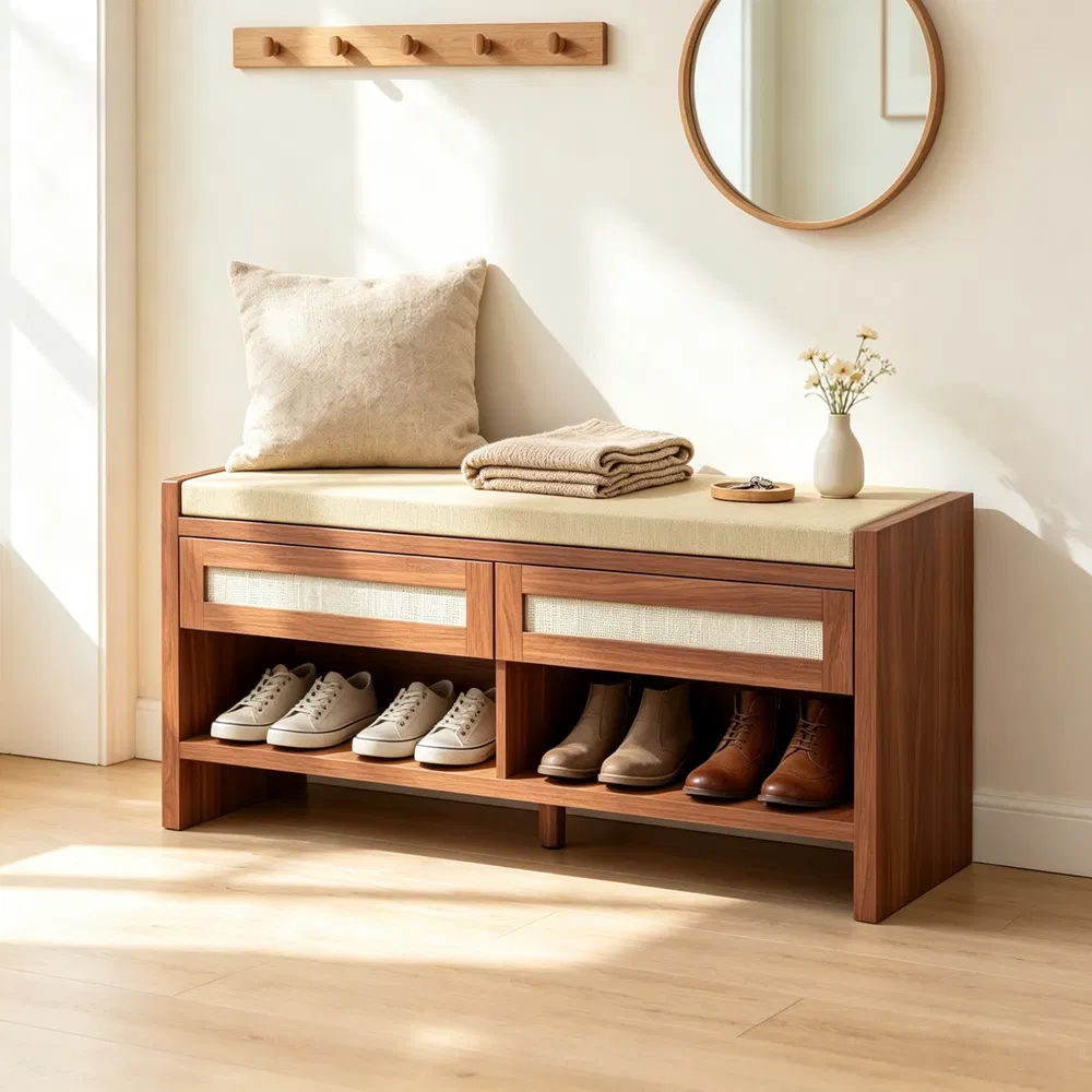 Rattan Shoe Storage Bench, picture 5 of 5
