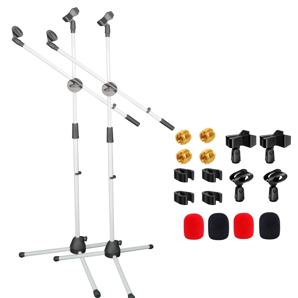 5 Core 2Pcs Mic Stand Floor Height Adjustable Tripod Microphone Stands w Extending Telescoping Boom Arm image 23