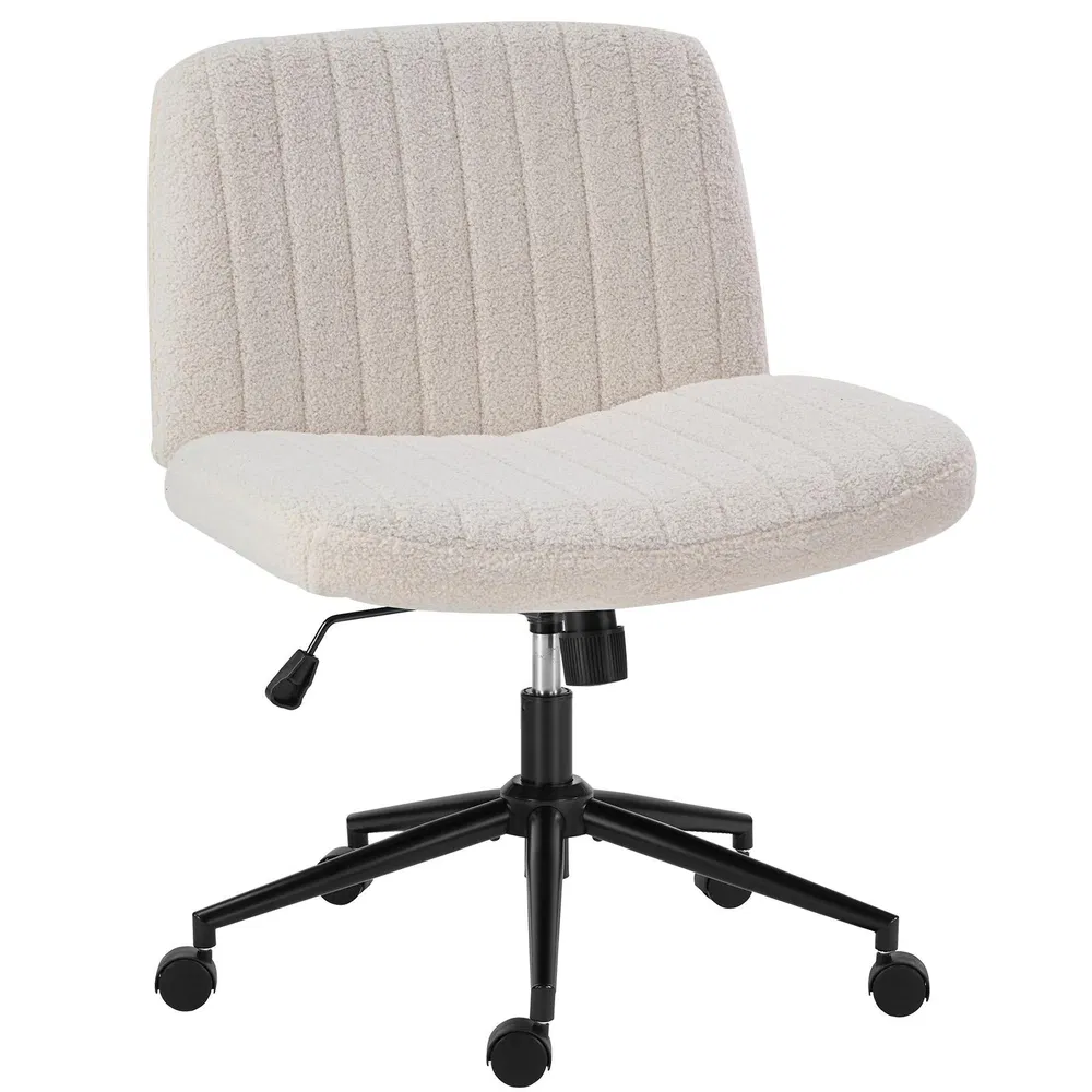 Office chair, backrest, armless office chair, adjustable swivel for comfortable home office, pink, Teddy wool fabric image 11
