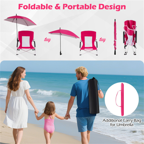 2 Pack Pink Umbrella Chair for Adults with Adjustable Parasol, Portable Backpack Beach Chair-15