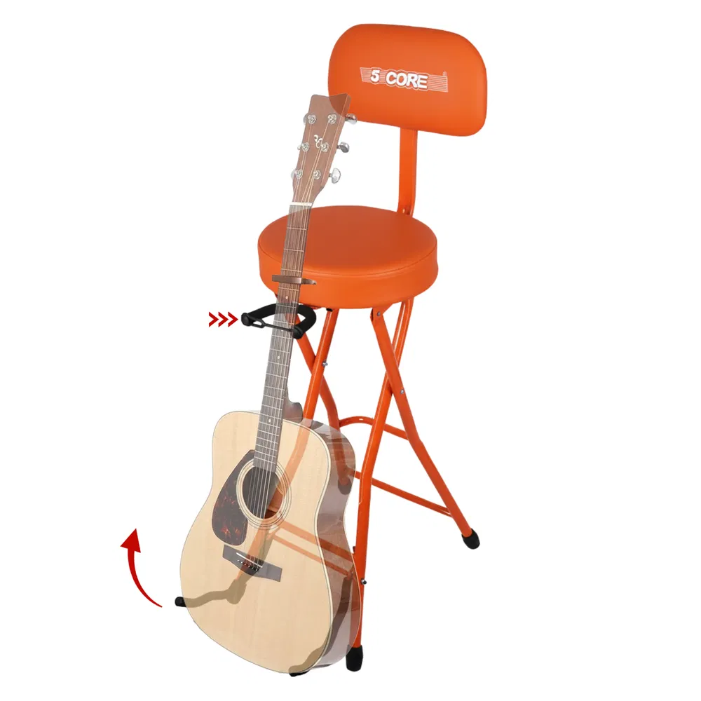 5Core Guitar Stool 3.15" Padded Chair w Backrest Foldable Music Seat Built in Foot Rest Guitar Stand image 18