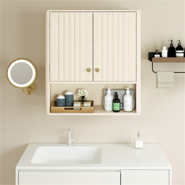 Beige Fluted Wall Cabinet (21.5