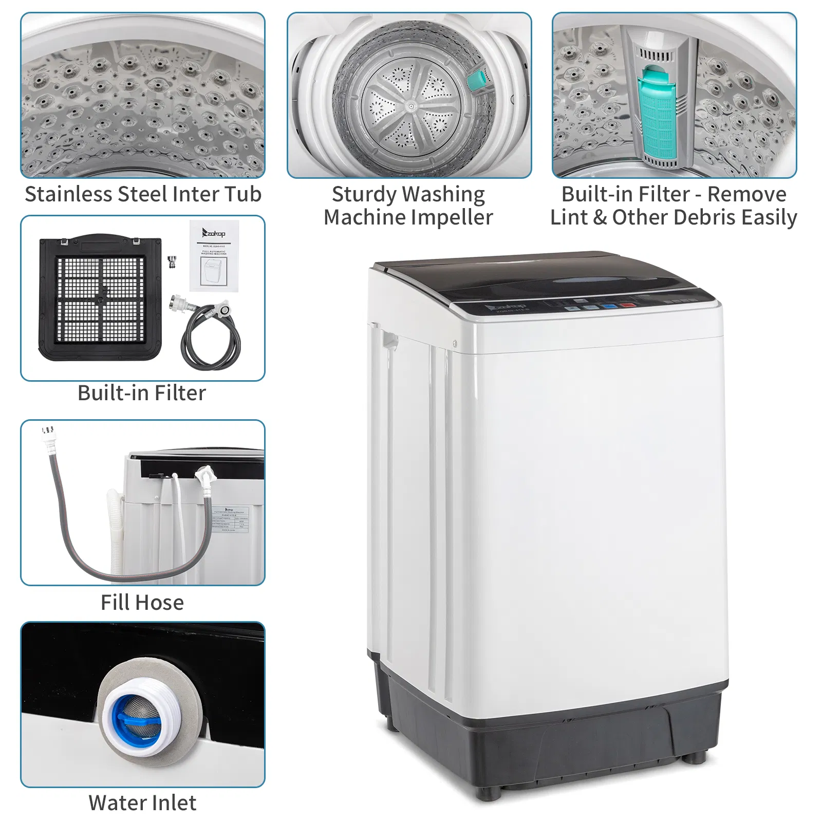 Full-automatic Washing Machine Top Load Portable Compact Laundry β photo 4