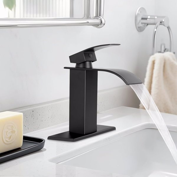 Single Handle Bathroom Faucet Lavatory Faucet Stainless Steel Single Hole-TP, Matte Black[Unable to ship on weekends,usps/fedex]-10