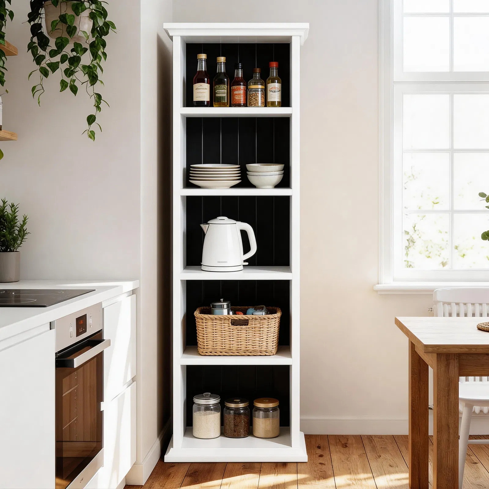 5-Tier Duplex Bookcase MDF Painted Item Display Rack 20*12.99*70.87in White Cabinet with Black Inner Back… image 9
