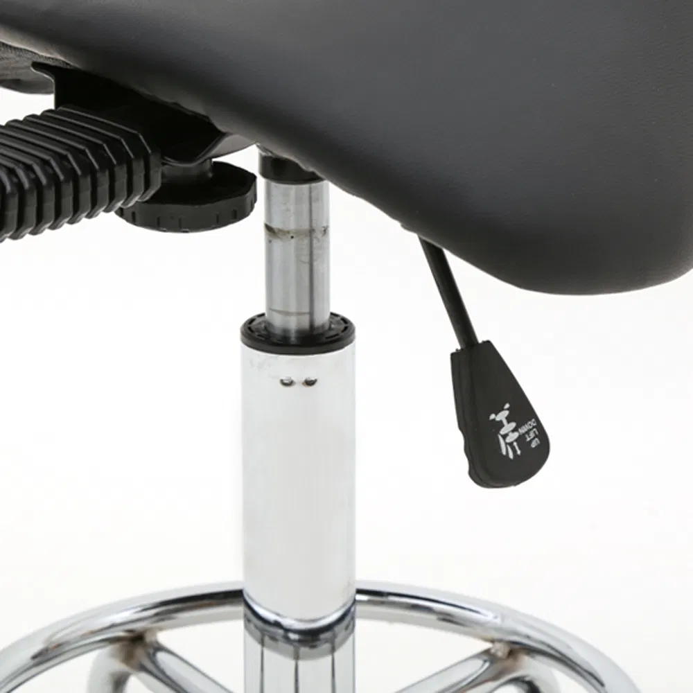 Saddle Shape Adjustable Salon Stool with Back Black image 7