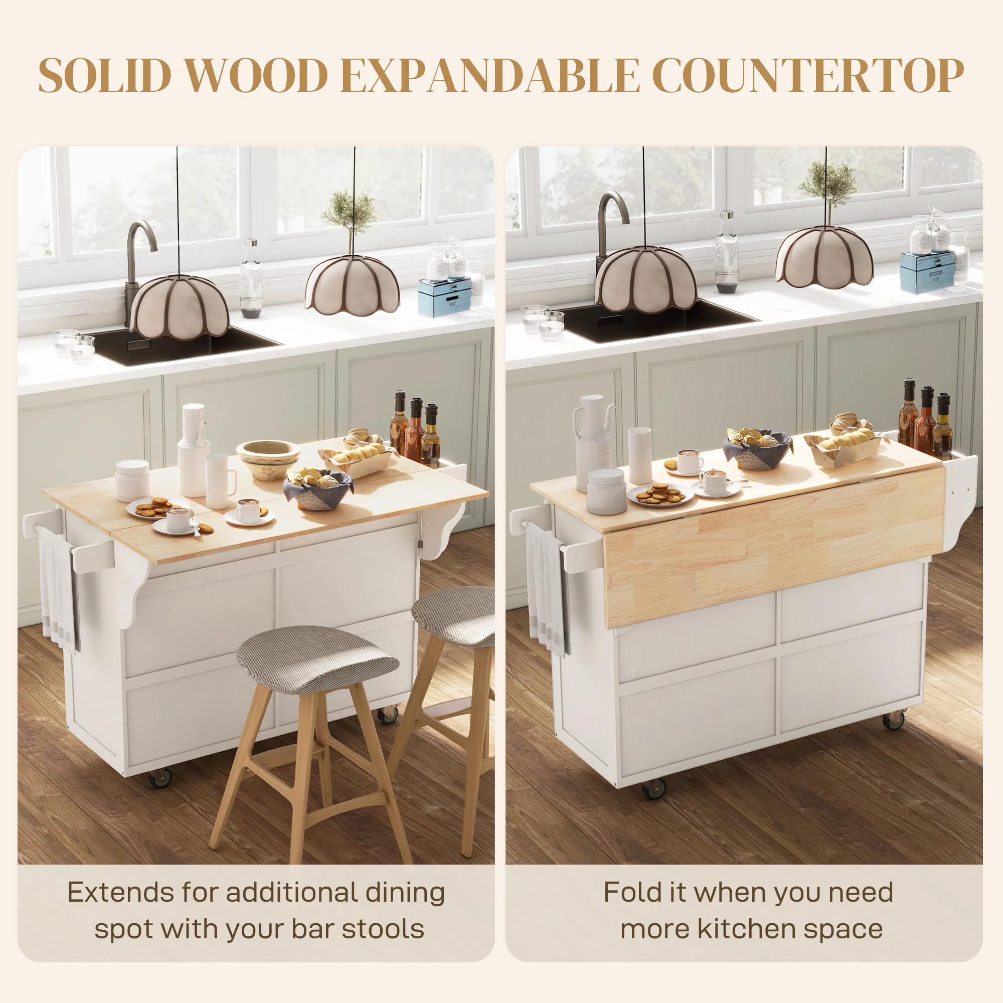 Kitchen Island With Storage, Rolling Kitchen Island With Drop, picture 4 of 5