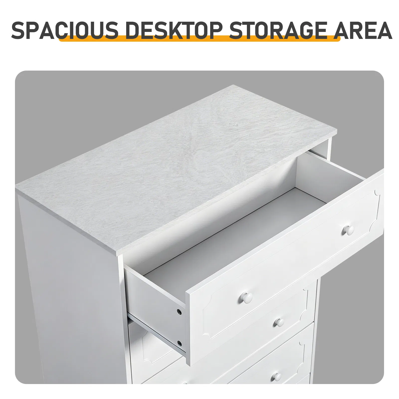 5-Drawer Cabinet with Solid Wood Veneer and Paint P2 MDF + P2 Particleboard Storage Cabinet… image 6