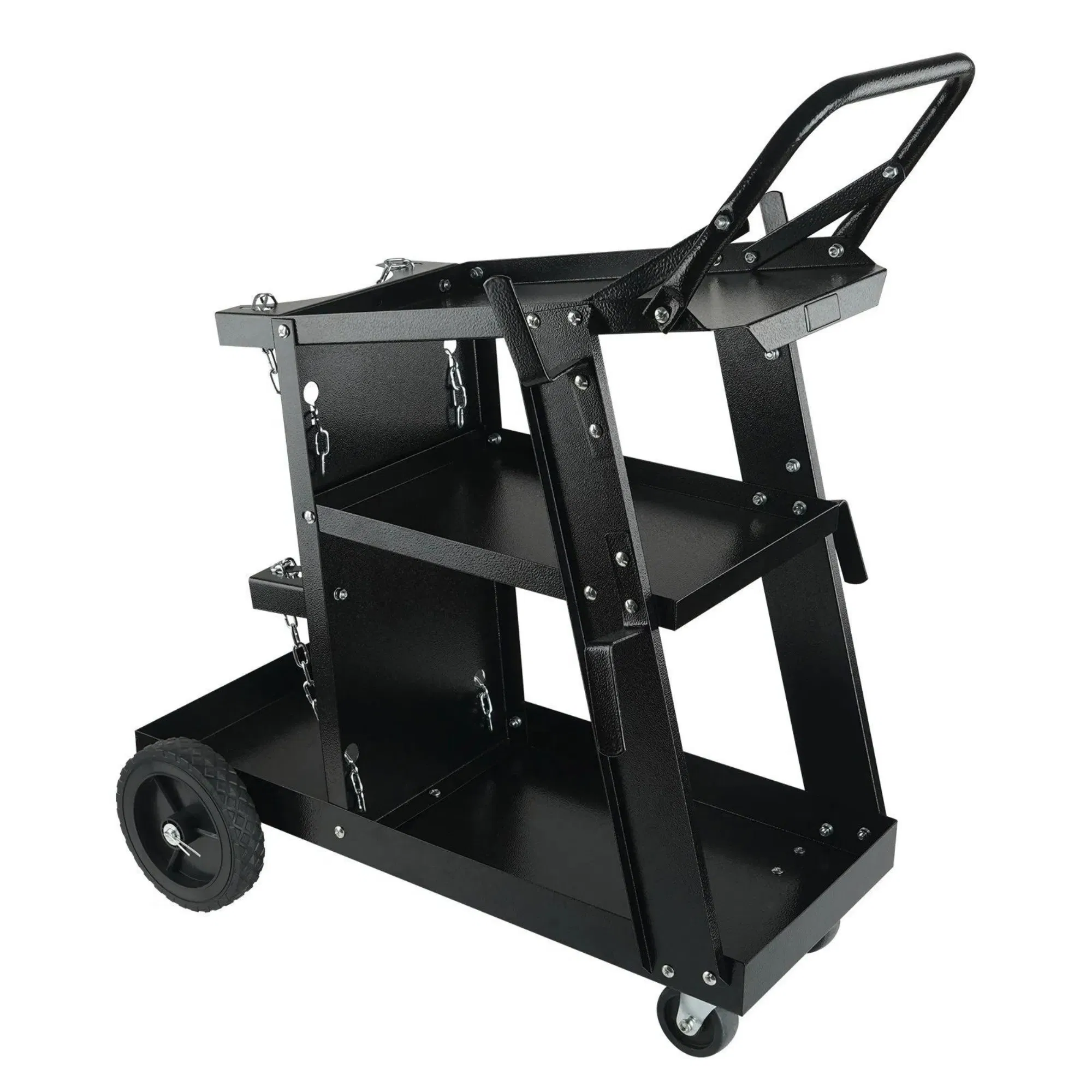 Heavy Duty Welding Cart 3-Tier, 400 Lbs Rolling Welder Cart with 360 Swivel Wheels & Tank Safety Chains for MIG TIG ARC MMA Plasma Cutter