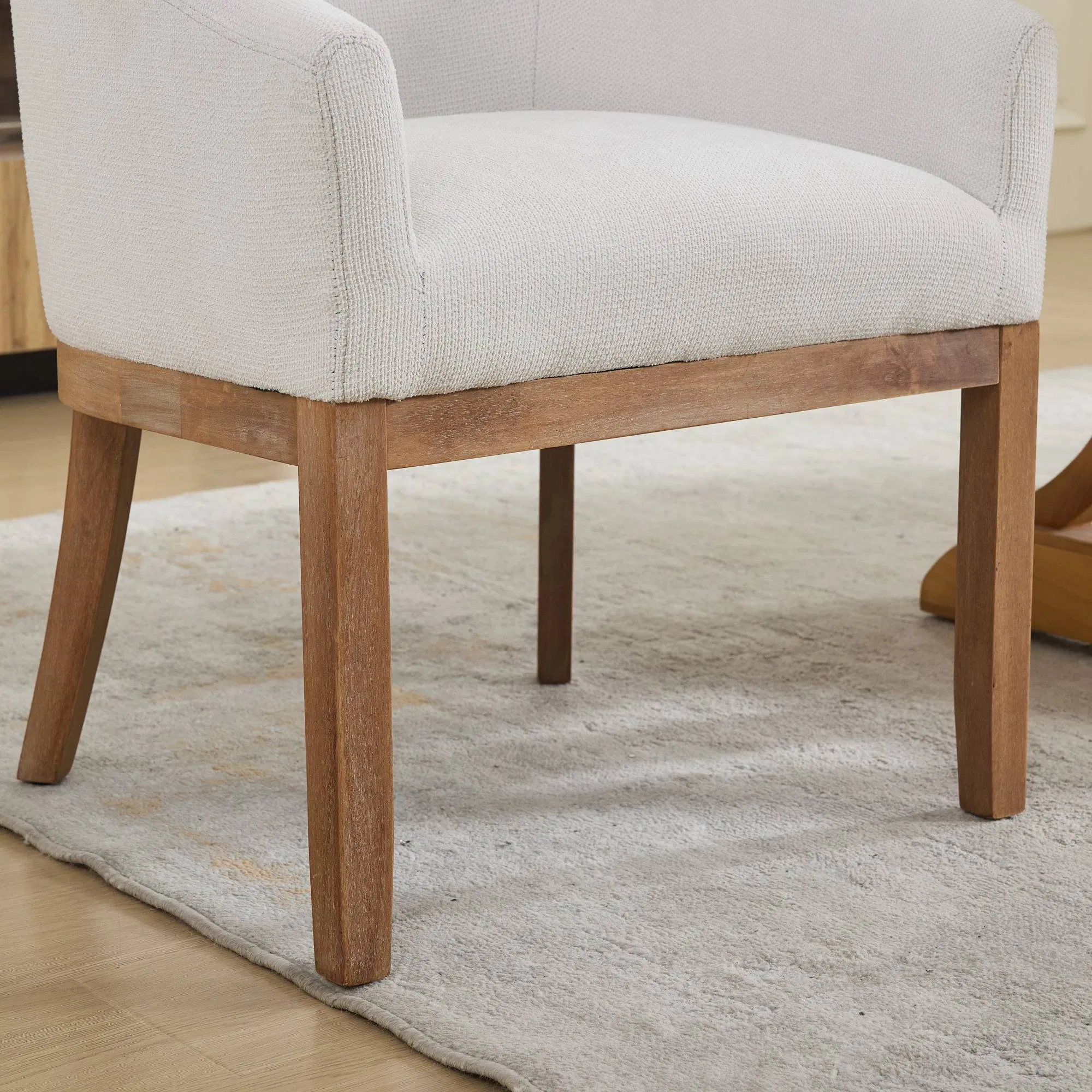 Mid Century Modern Upholstered Barrel Dining Chairs with Arms,Farmhouse Linen Kitchen & Dining Room… image 13
