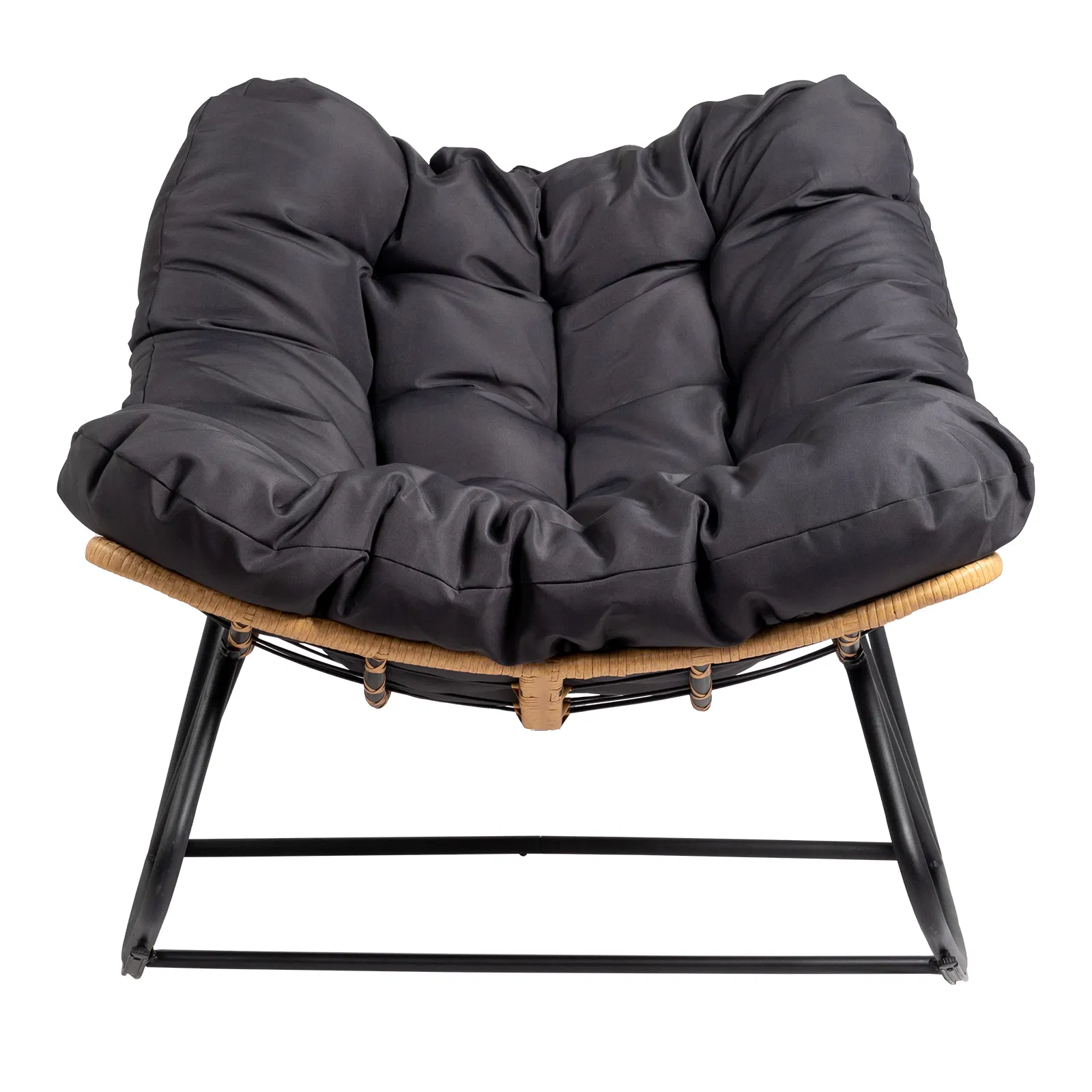 [Replace 58406521]Outdoor Rocking Chair, Oversized Patio Papasan Rocker, Comfy Reading Lounge Chair Egg Chair for Indoor Use, Patio, Porch, Garden, Dark Gray image 3