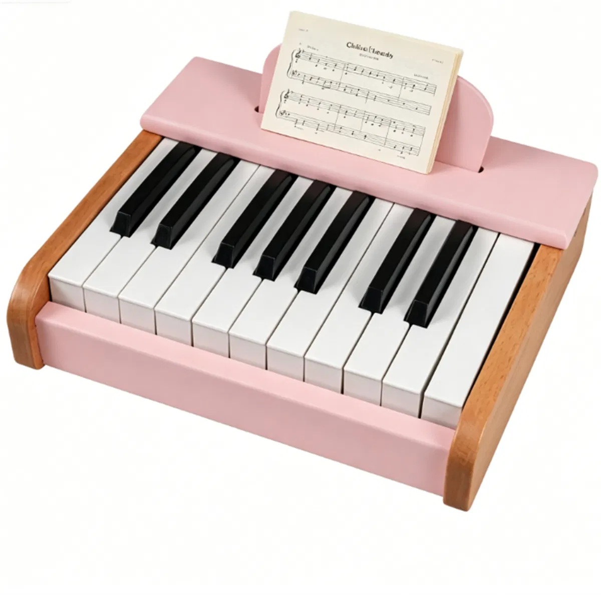 18-Key Wooden Kids Piano with Music Stand, Pastel Color Toddler Musical Toy, Educational Keyboard Instrument Gift for Boys Girls Ages 3+ Pink