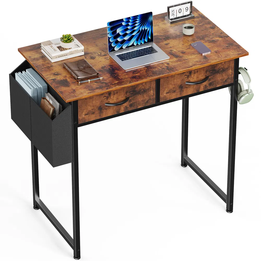 Computer Desk Small Home Office Bedroom Writing Study PC Table with Storage Space Fabric Side Bag Headphone Hook Metal Frame Adjustable image 10