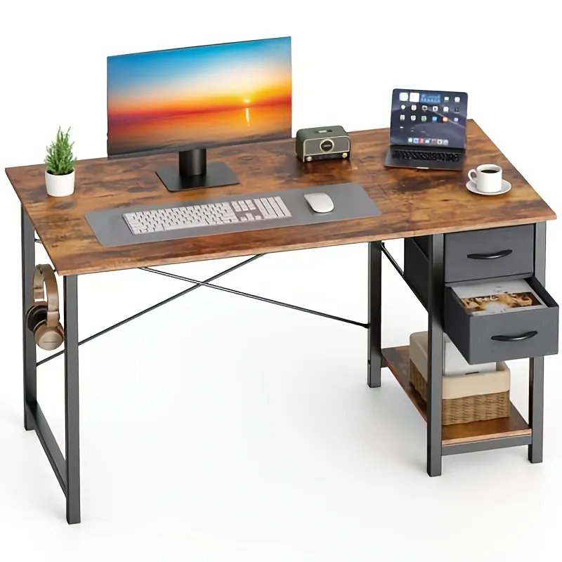 40-47in The computer desk has drawers, the wooden desk has adjustable position drawers, and the modern study and work desk has side hooks