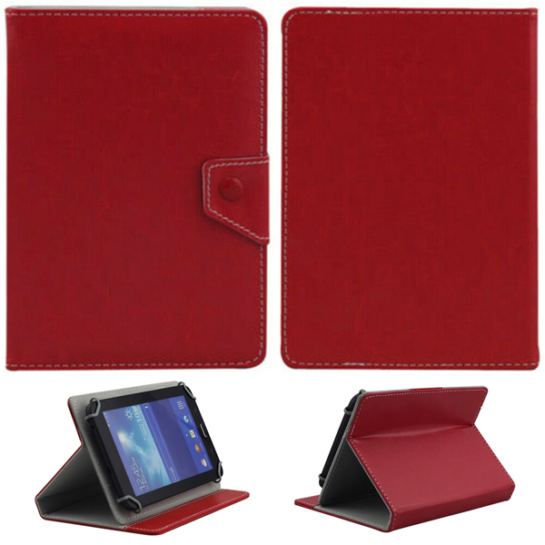 Funda universal de cuero de 7 pulgadas con textura de piel de vaca, rojo-13