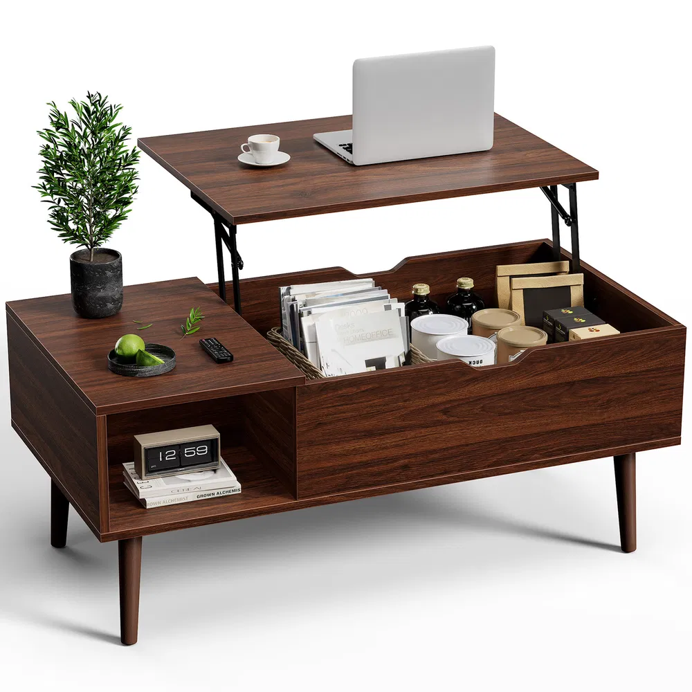 Lift Top Coffee Tables For Living Room 39.37"x19.7" Desk Tea Wood Dining Tables Adjustable Storage Shelf Easy Lift Or Lower image 10