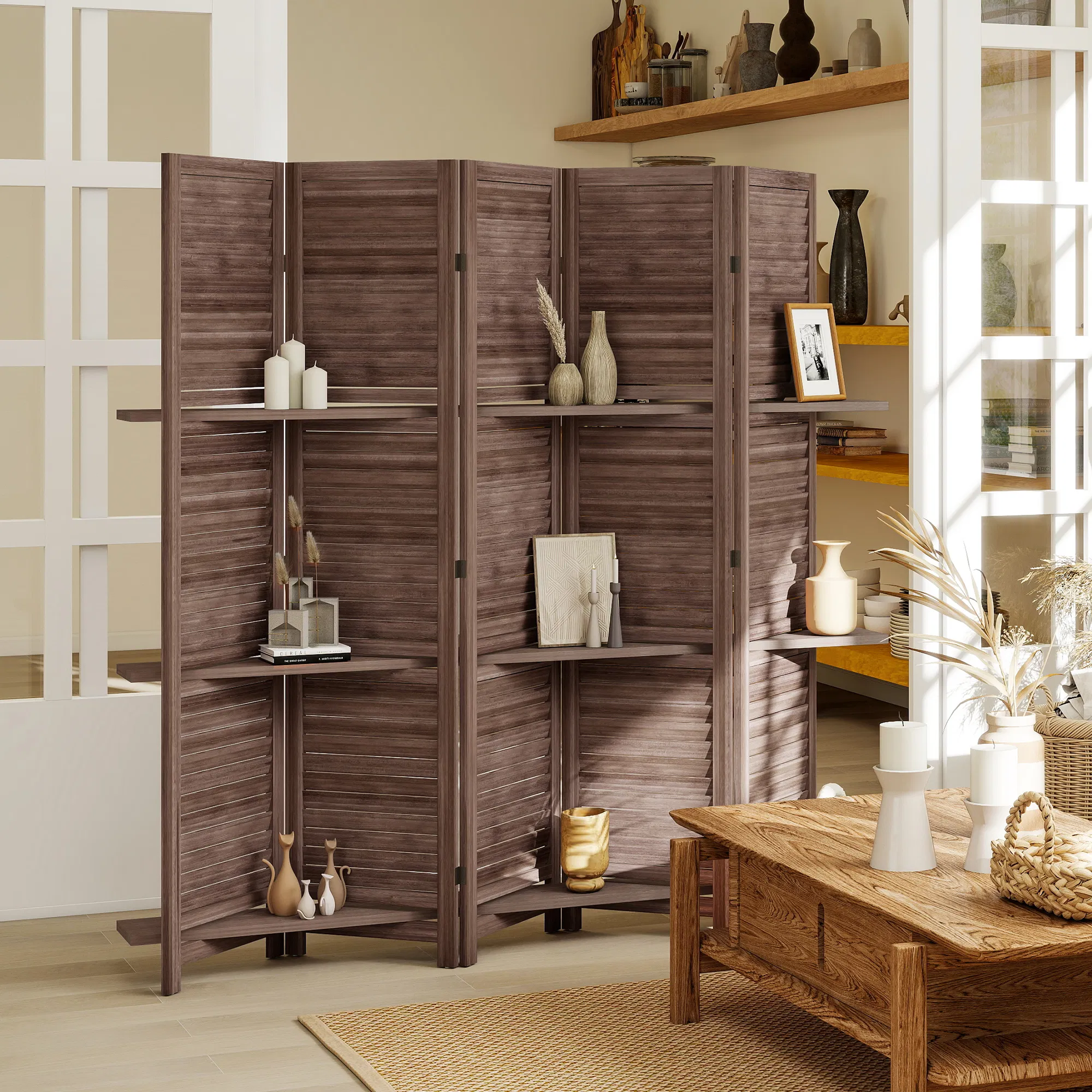 Tall Wood Privacy Screen Room Divider (No shipments on weekends)