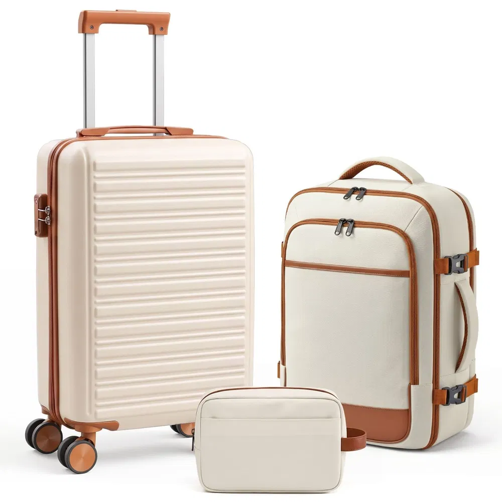 3pcs Travel Luggage Set with Backpack, Includes 20-Inch Carry-On Suitcase, Duffle Style Travel Bag, And Versatile Backpack, Durable Hard Shell, TSA Approved Combination Lock, 360 Spinner Wheels for Sm image 10
