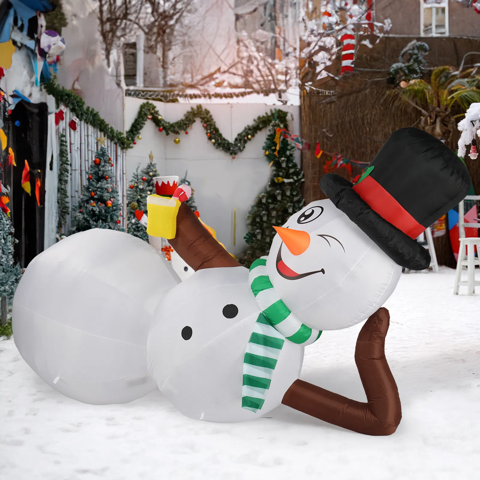 9.8 FT Lighted Christmas Inflatable Decoration, Large Inflatable Lying Snowman, Funny Blow Up Yard… image 7