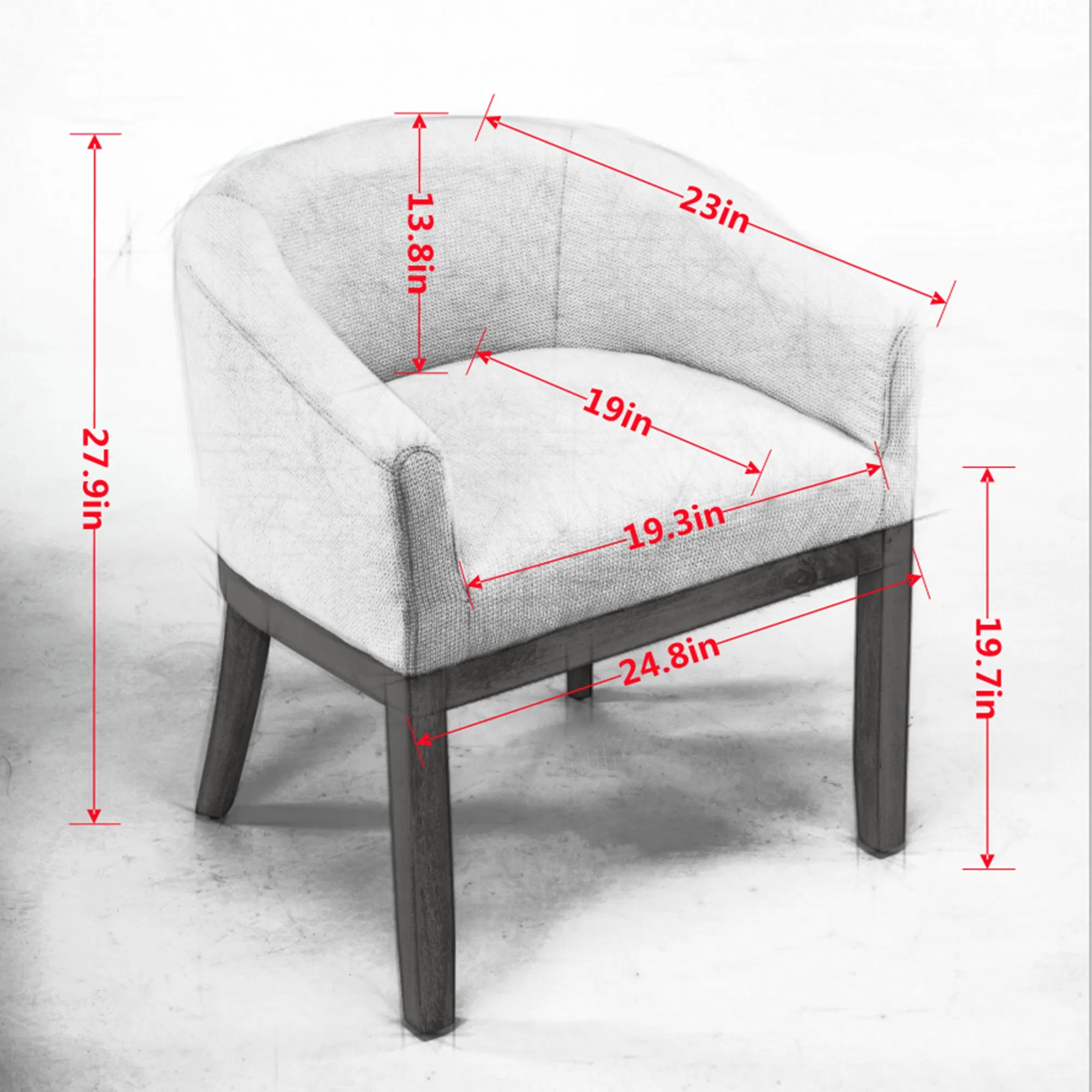 Mid Century Modern Upholstered Barrel Dining Chairs with Arms,Farmhouse Linen Kitchen & Dining Room… image 7