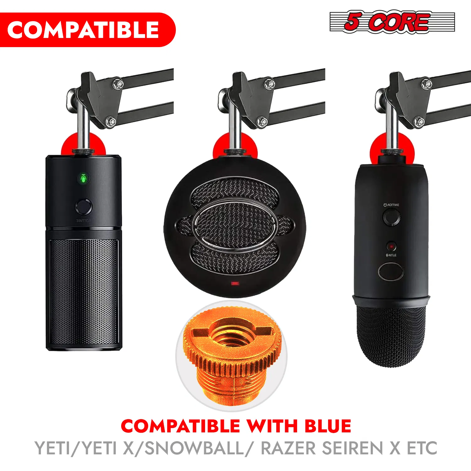 5 Core Microphone Stand Adapter Pack 5/8 M to 3/8 F, 3/8 M to 5/8 F, ¼ image 8