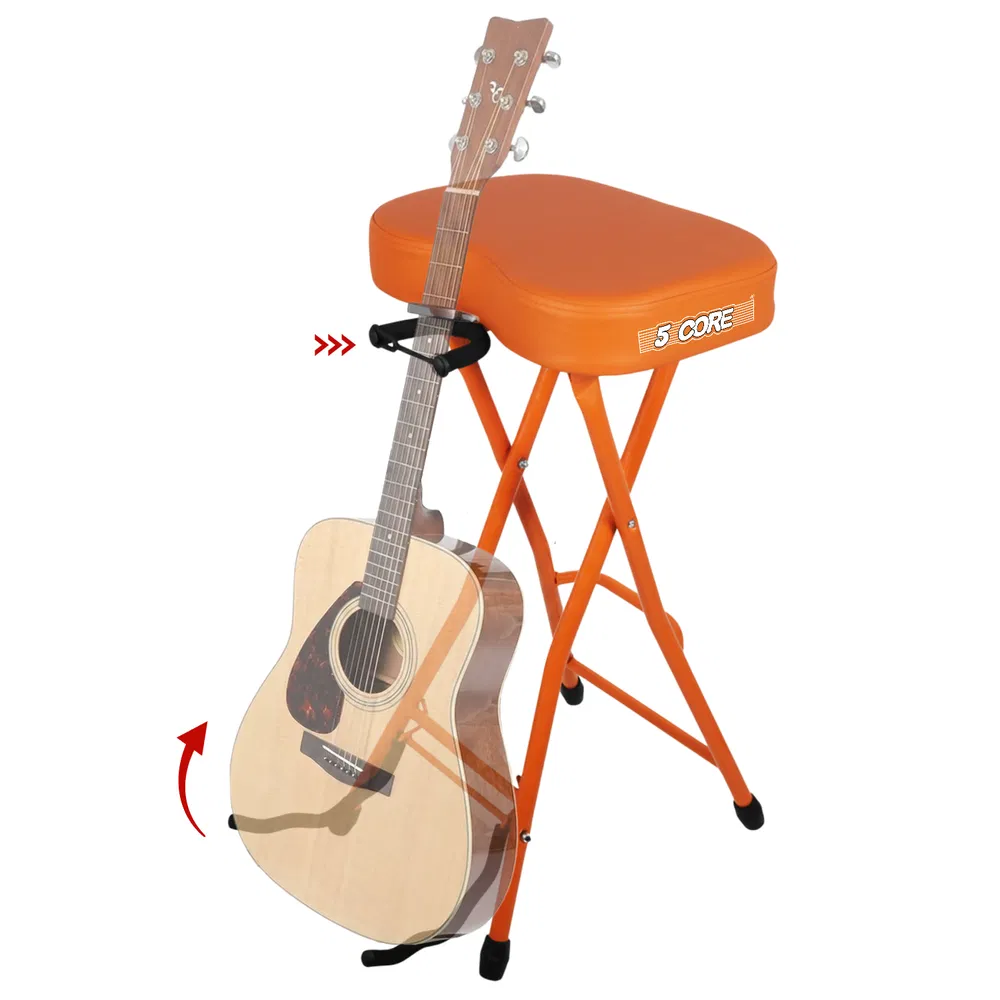 5Core Guitar Stool 3.15" Padded Chair Foldable Heavy Duty Music Seat Built in Foot Rest Guitar Stand image 21