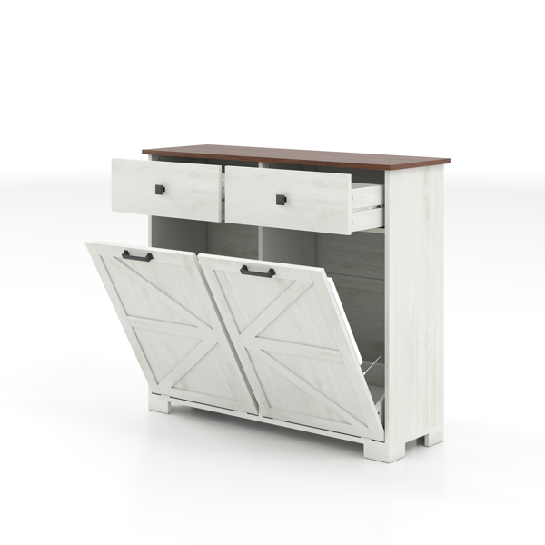 Farmhouse Double Tilt Out Trash Cabinet for 20 Gallon Trash Cans, Free Standing Recycling Cabinet with… image 3