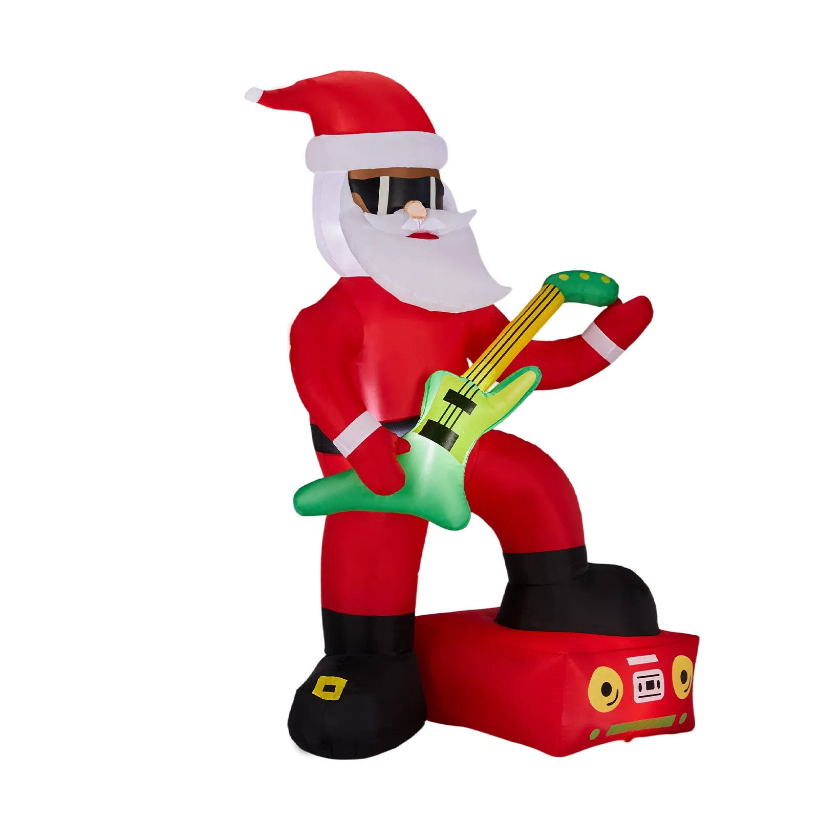 7.5FT Lighted Christmas Inflatable Decoration, Inflatable Black Santa Playing Electric Guitar, Funny Blow… image 4