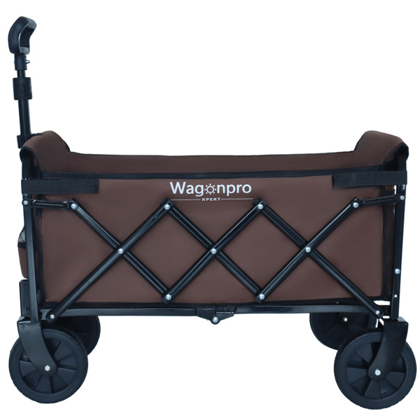 Expandable Dual-Layer Utility Wagon with 100% Extra Space - Grocery Cart for Camping, Shopping, Sports, Gardening, Fishing, Supports 225lbs, Brown -29