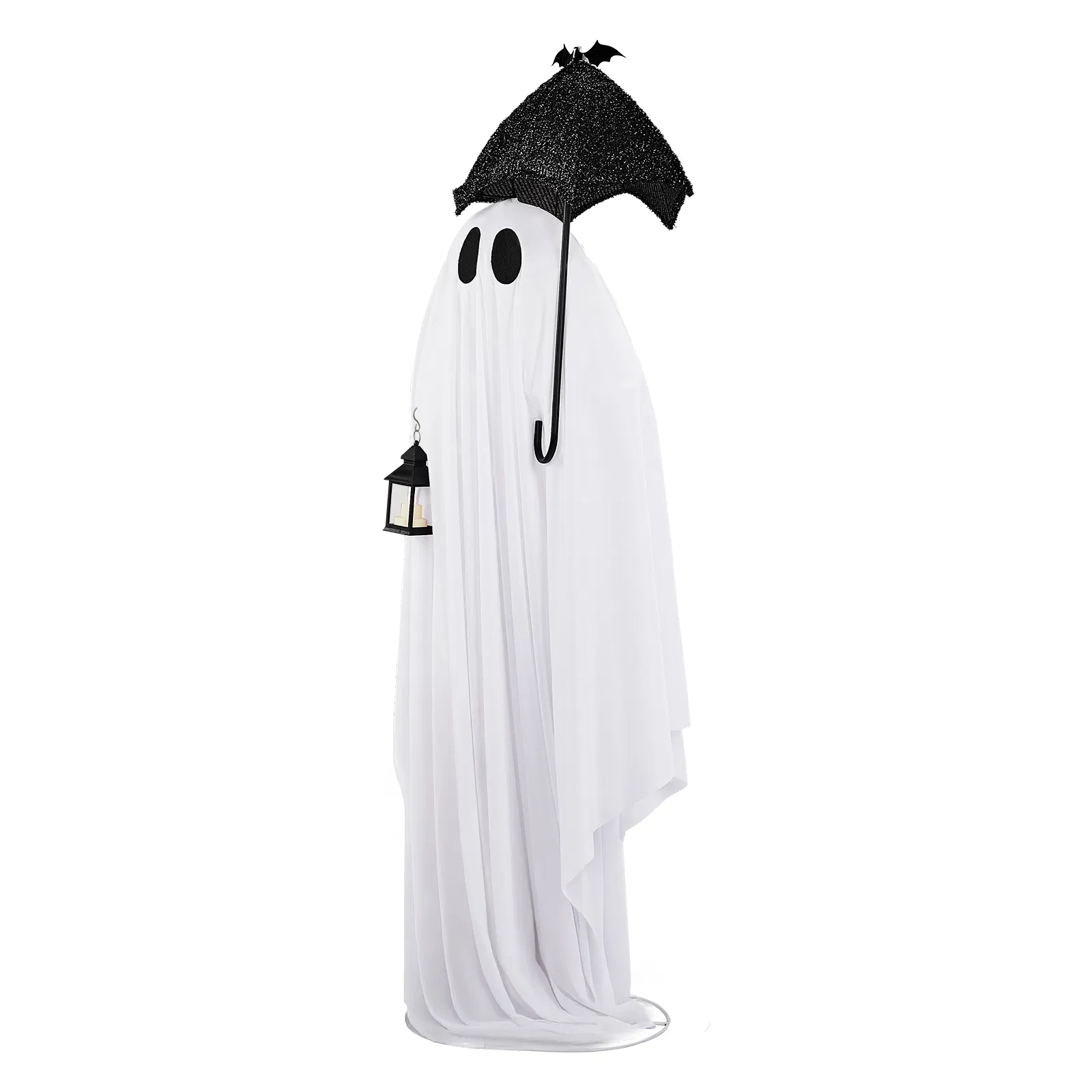 5ft Black & White Umbrella Ghost Halloween Decoration with 100 Warm White LED Wire Lights, 30V 3.6W…