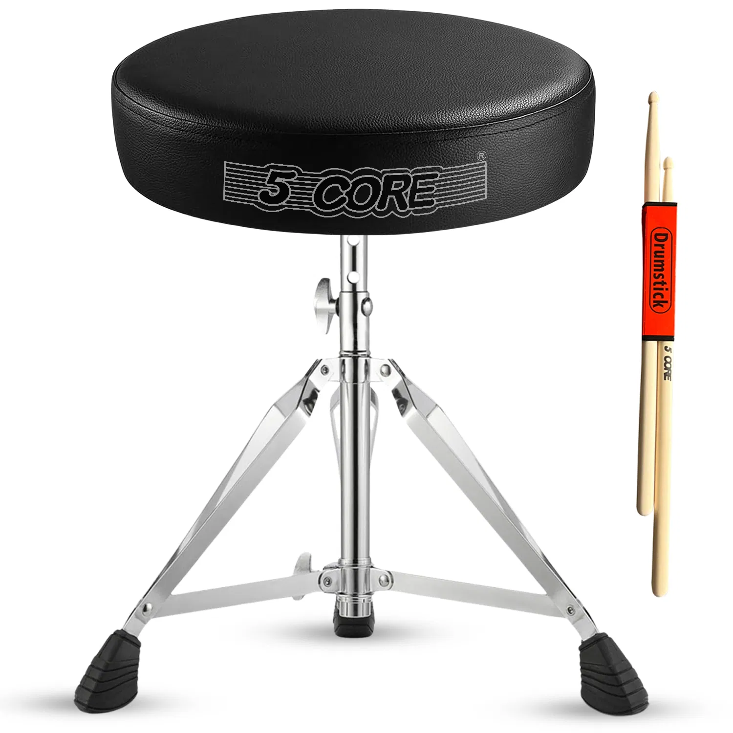 5 CORE Drum Throne Padded Guitar Stool Height Adjustable Music Chair Seat Universal for Adults & Kids with Anti Slip Rubber Feet
