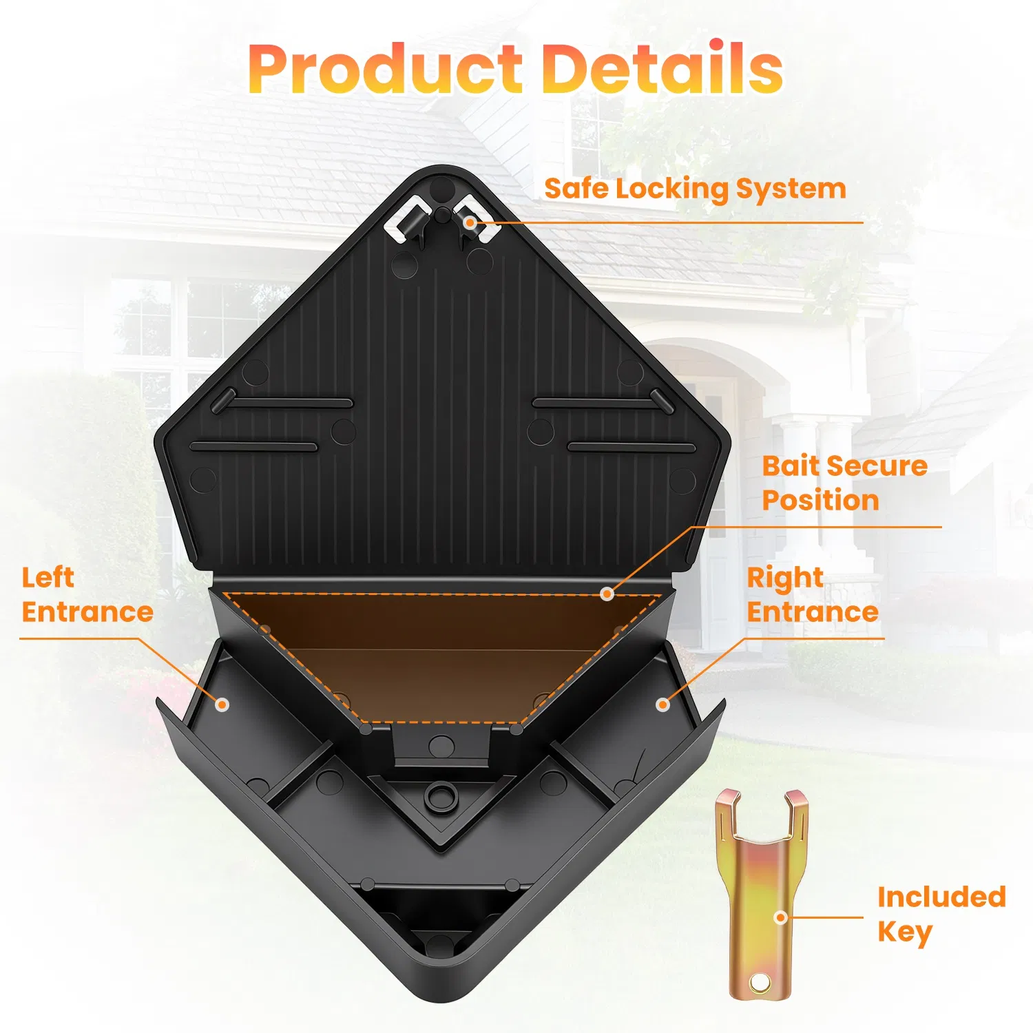 Triangular Mouse Bait Holder Stations, 6 -12Pack Lockable Reusable Bait Boxes with Keys, Durable PP… image 5