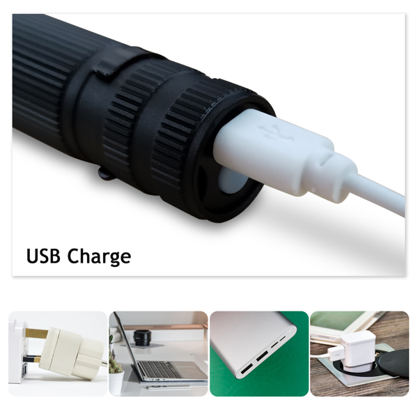 2 Pack USB Rechargeable LED Flashlight Adjustable Focus 3-Modes Outdoor Mini Flashlight W/ USB Cable+Mini Box-19