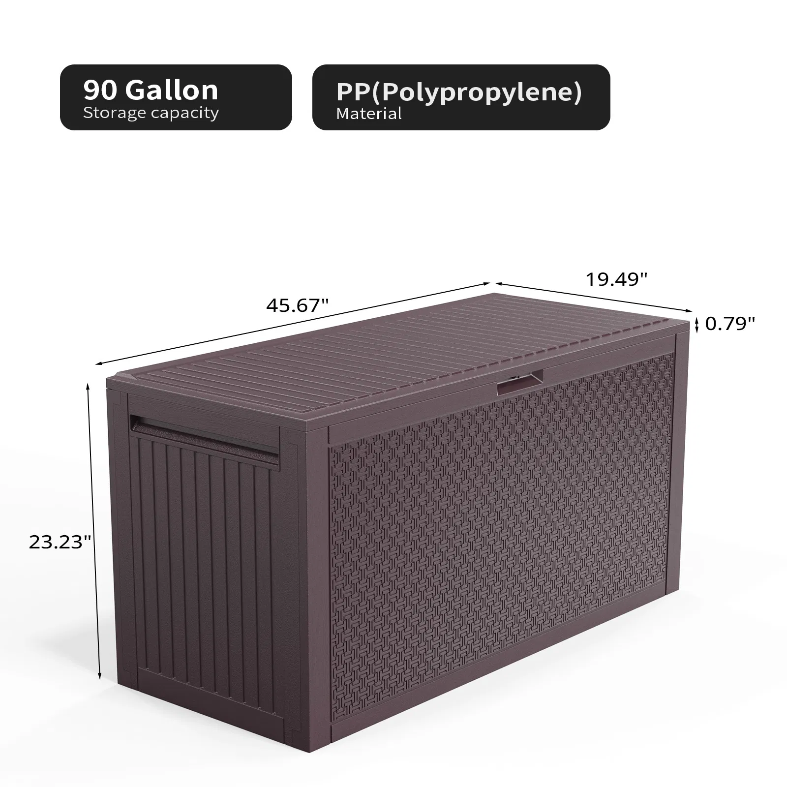 90gal Outdoor Garden Plastic Storage Deck Box Chest Tools Cushions Toys Lockable Seat image 4