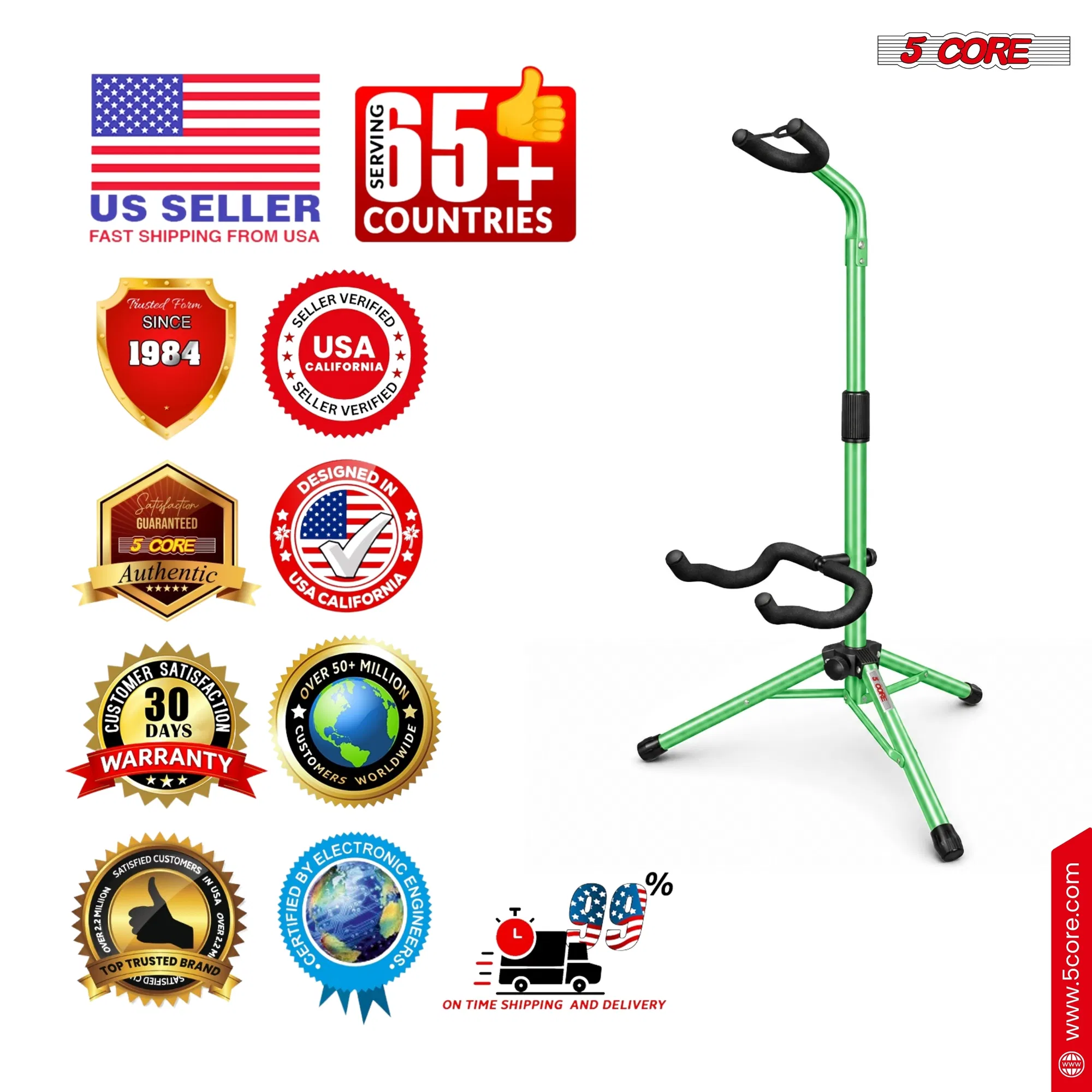 5 Core Guitar Stand Floor Adjustable Heavy Duty w Neck Holder for Acoustic Electric Classic Bass image 12