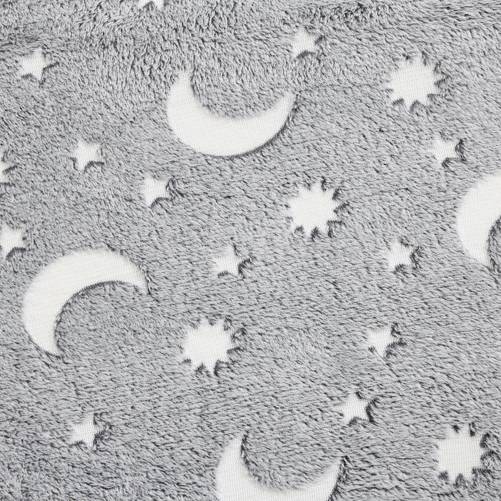 Glow-in-the-Dark Kids Foldable Sofa Bed All-Sponge Single Chaise Lounge Light Grey Star & Moon Flannel image 5
