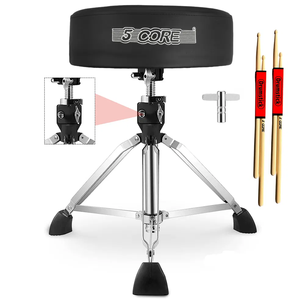 5 Core Drum Throne 4" Thick Padded Guitar Stool 400Lb Capacity Drummer Chair Swivel Adjustable image 21