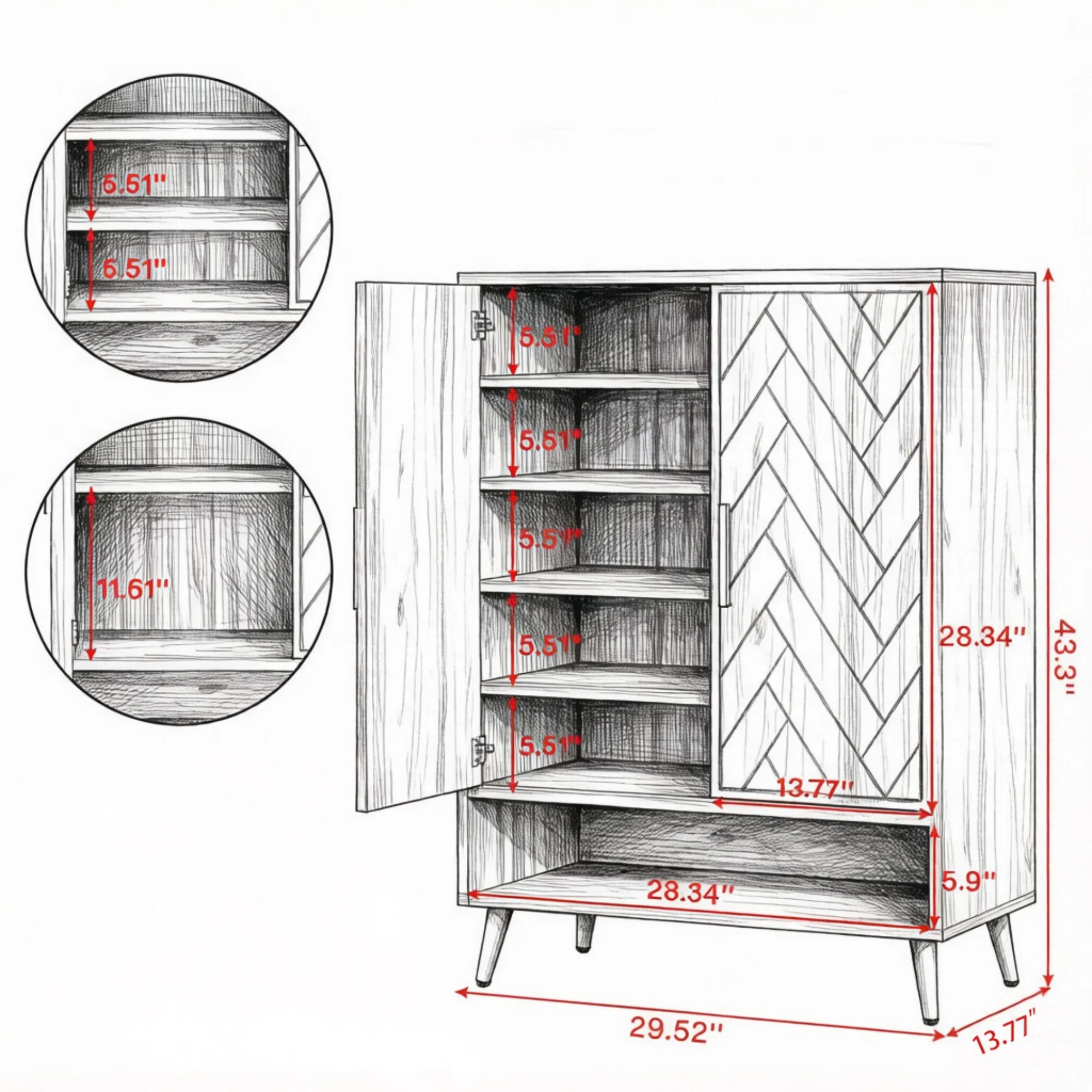 Walnut Shoe Storage Cabinet, picture 4 of 5