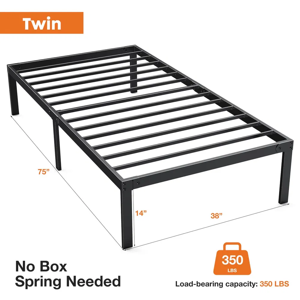 Heavy Duty Metal Bed Frame with Sturdy Steel Slat Support, No Box Spring Needed image 4