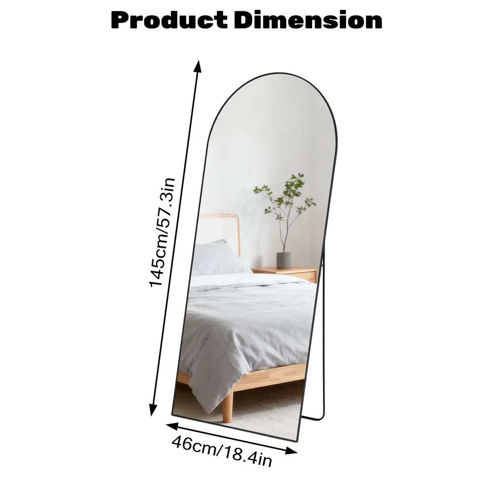58"x19" Full Length Mirror with Stand Floor Mirror with Aluminum Alloy Frame Body Wall-Mounted Mirrors For Bedroom Bathroom image 9