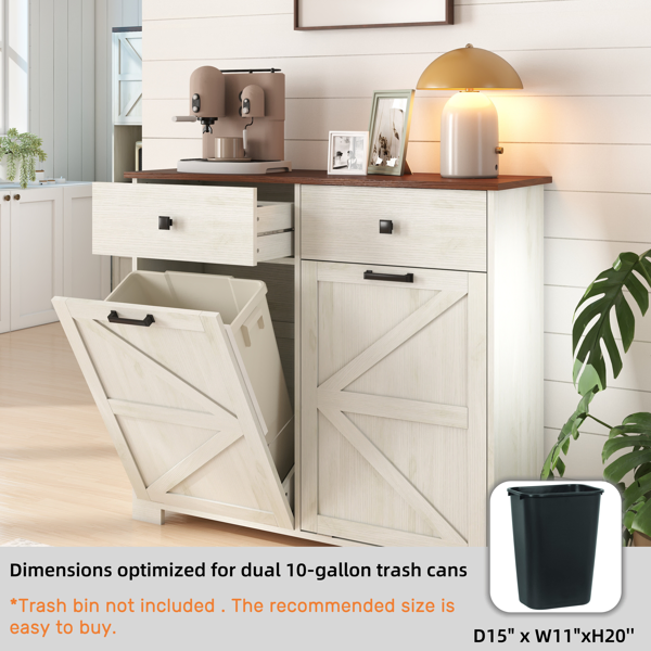 Farmhouse Double Tilt Out Trash Cabinet for 20 Gallon Trash Cans, Free Standing Recycling Cabinet with… image 9