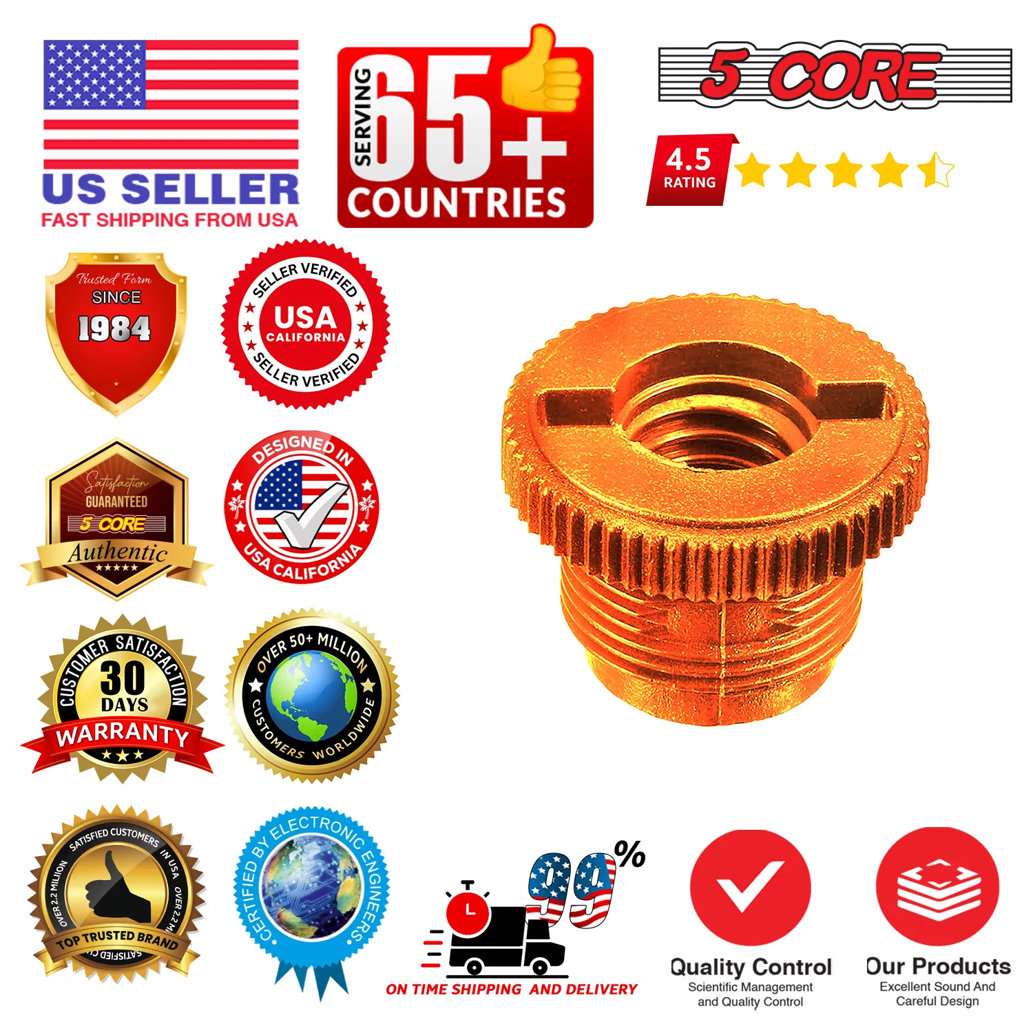 5 Core Microphone Stand Adapter Pack 5/8 M to 3/8 F, 3/8 M to 5/8 F, ¼ image 13