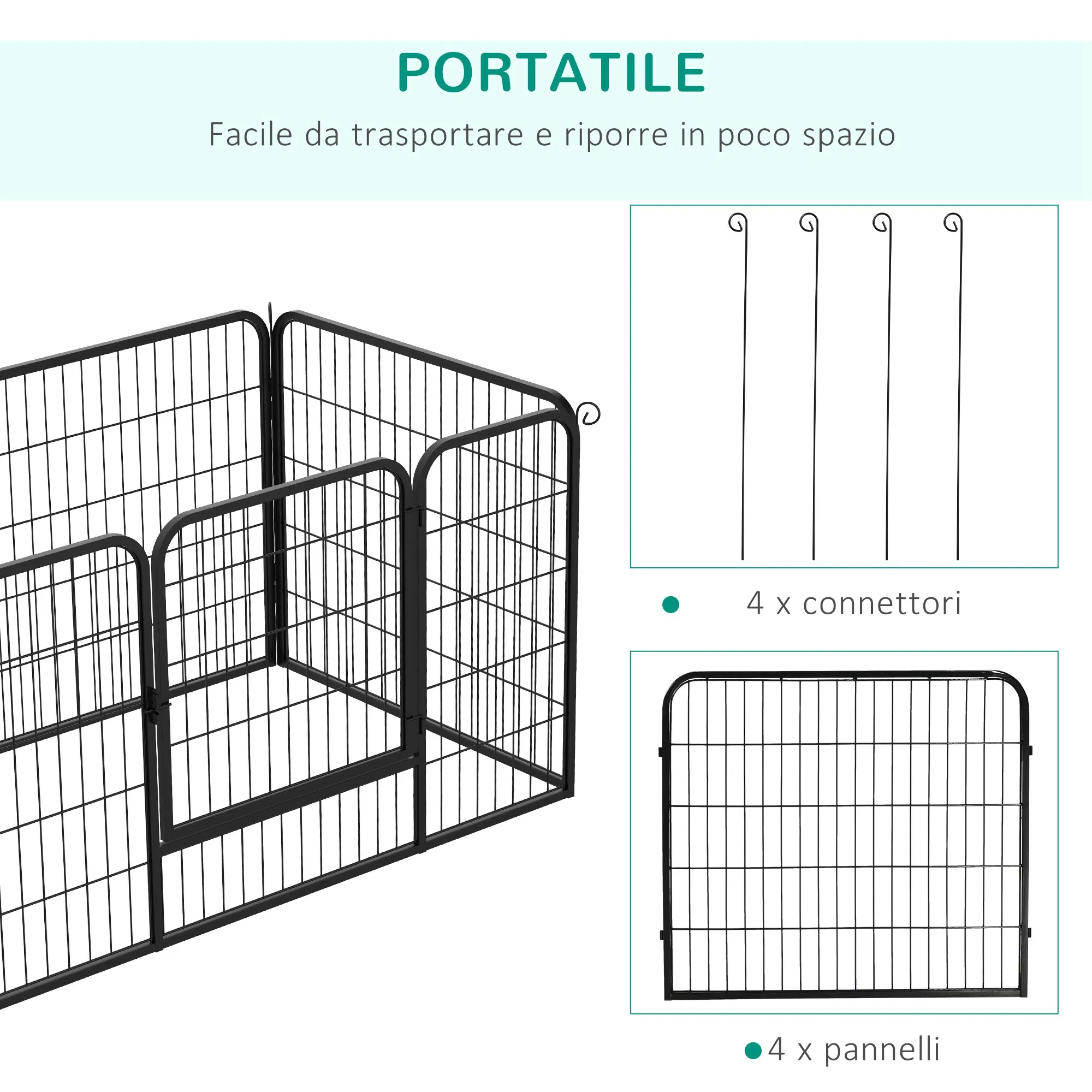 32"W 4-Panel Metal Dog Pen Exercise Pet Playpen Dog Indoor/Outdoor Fence, Black — image 1