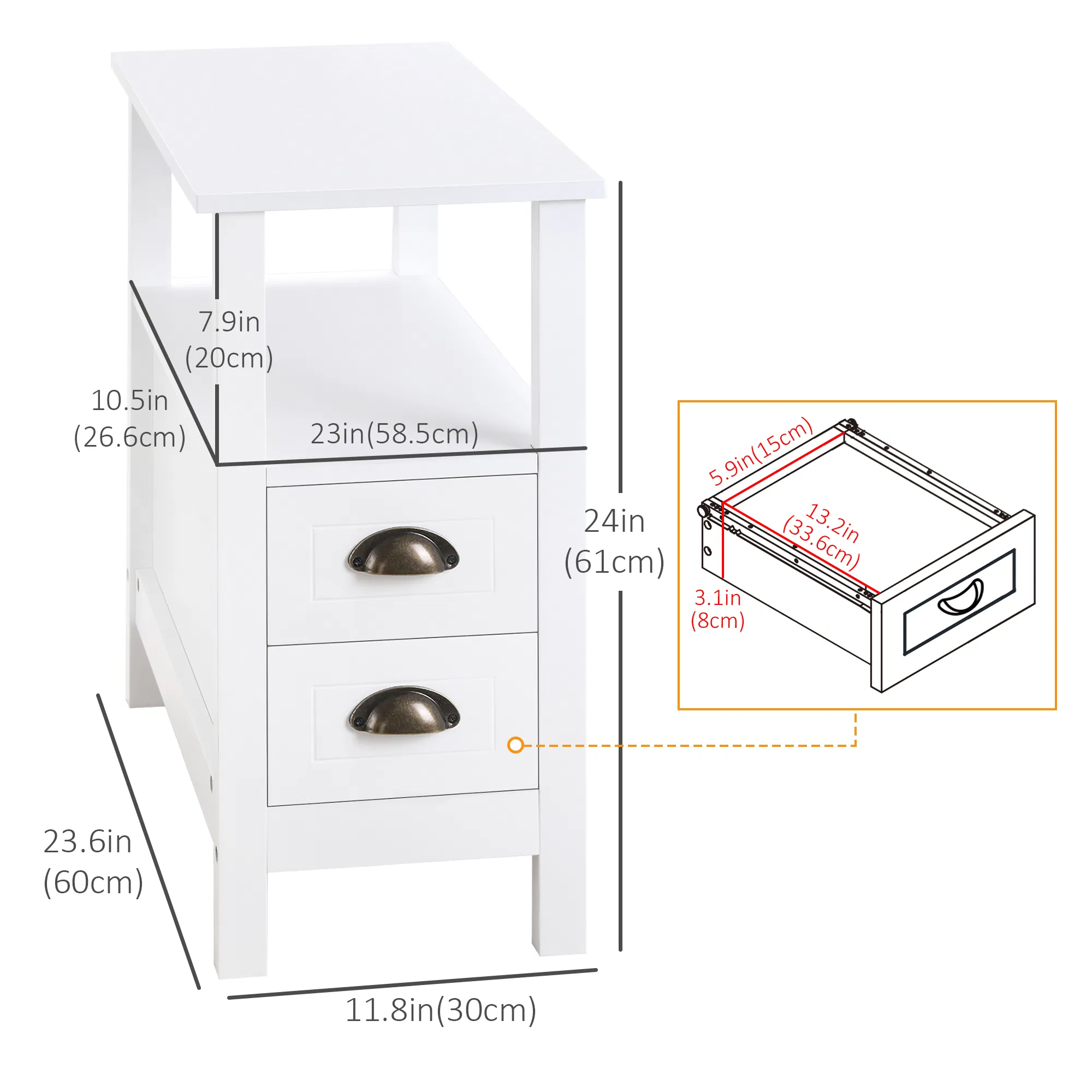Slim End Table with Drawers, picture 4 of 5