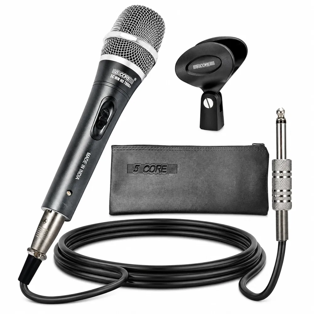 5 CORE Professional Dynamic Vocal Microphone Neodymium Cardioid Unidirectional Handheld Mic for Singing Karaoke Steel Mesh Grille Metal Body With ON Off Switch + 16ft Detachable Cable + Clip + Bag image 23