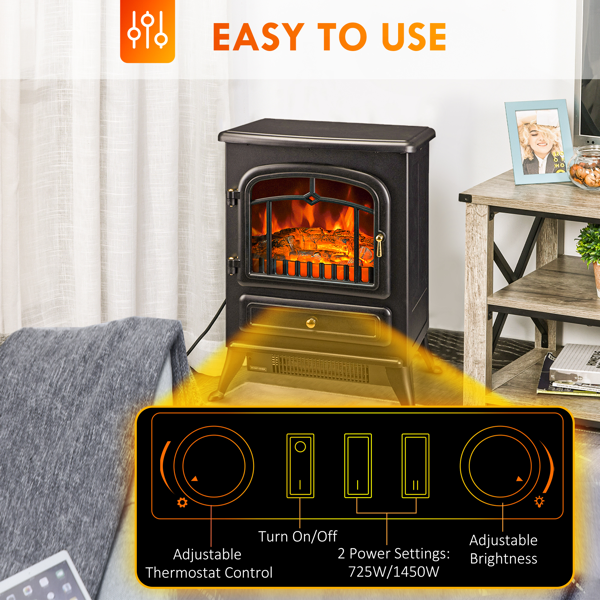 Electric Fireplace Heater LED Flame Fireplace Stove-15