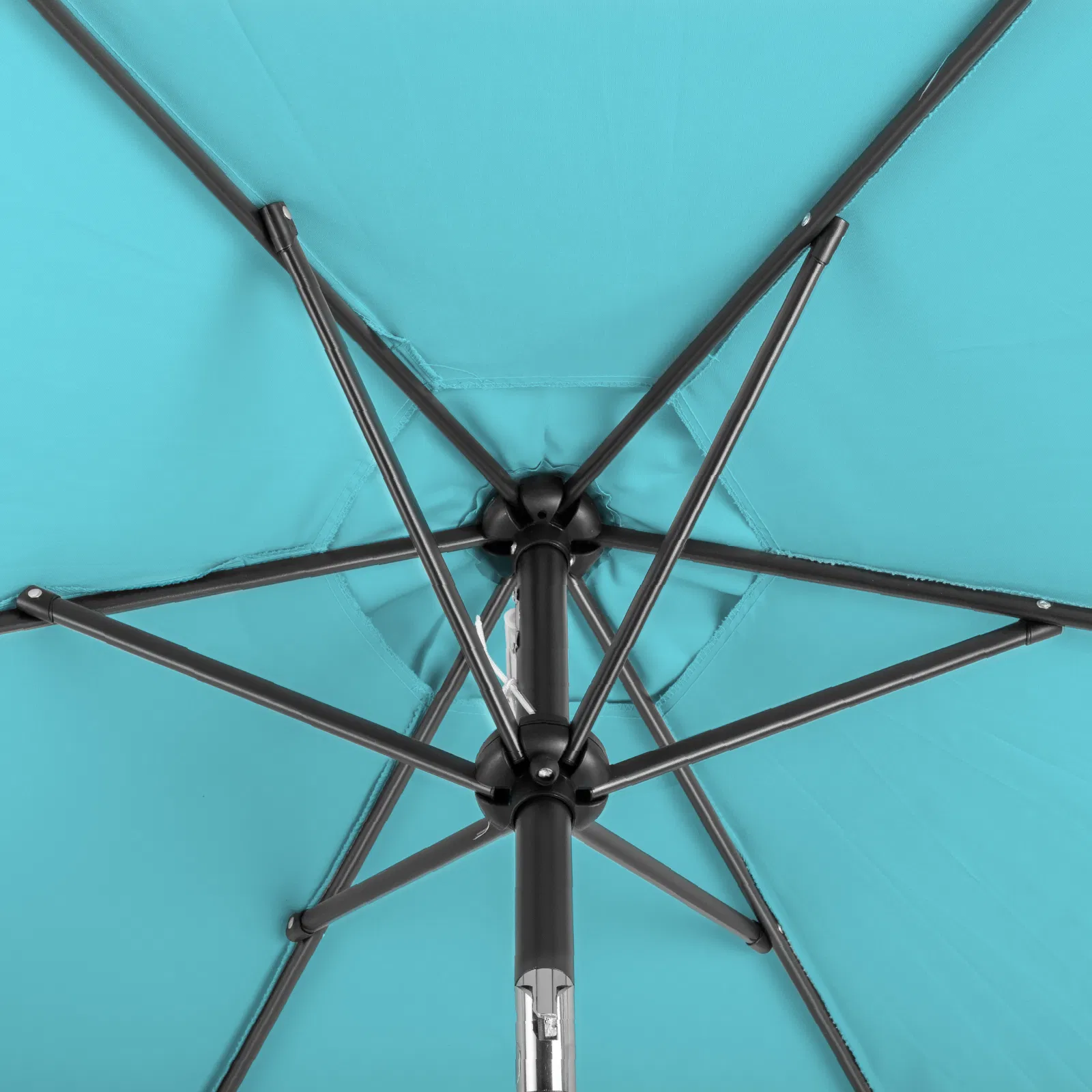 9ft Patio Umbrella, Outdoor Market Umbrella with Push Button Tilt, Crank Handle, 6 Sturdy Iron Ribs, UPF 50+ Waterproof Polyester Canopy, KD Design for Garden, Deck, Backyard, Poolside, Sky Blue image 10