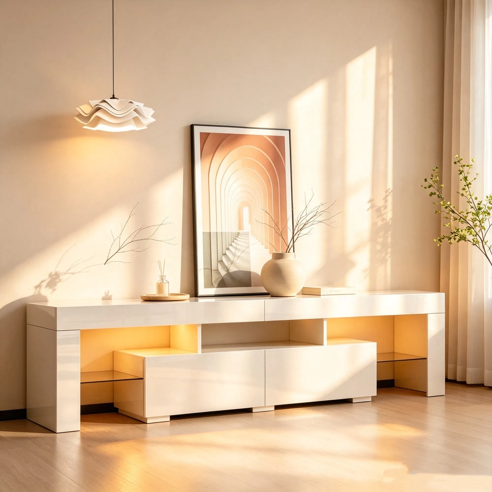 White High Gloss TV Stand, picture 2 of 5