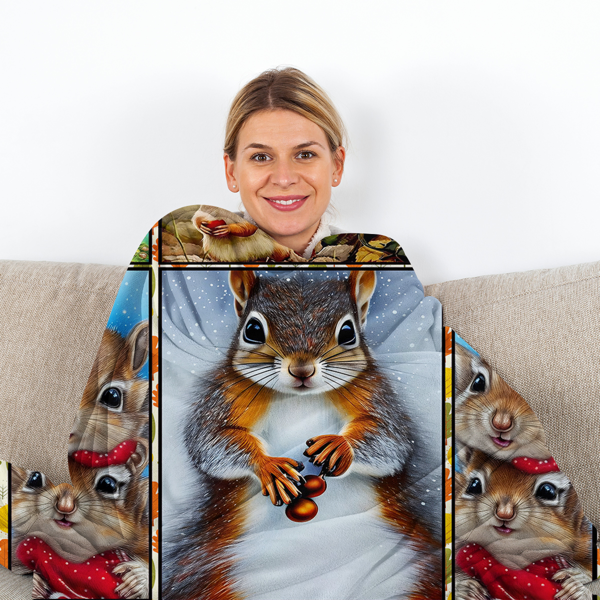 Cartoon Squirrel Flannel Blanket - Soft, Scenic, Lightweight, Suitable for Sofa, Office, Bed, Nature, Travel - Multi-functional Four-season Gift, Variety  60*80 (temu can only be self-picked up)-16