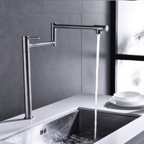  带加长柄的锅形填料水龙头Pot Filler Faucet Brushed Nickel Finish with Extension Shank-7